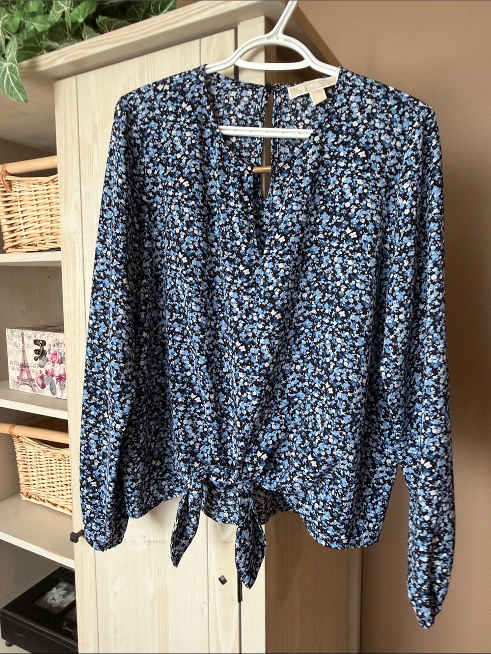 Floral Michael Kors Tie-Front Blouse - Blue